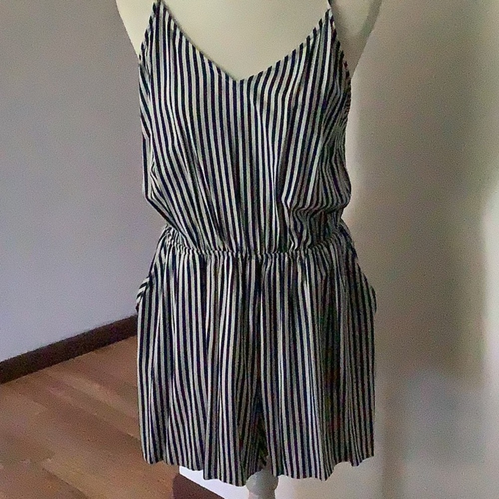 Striped  Navy and White Romper